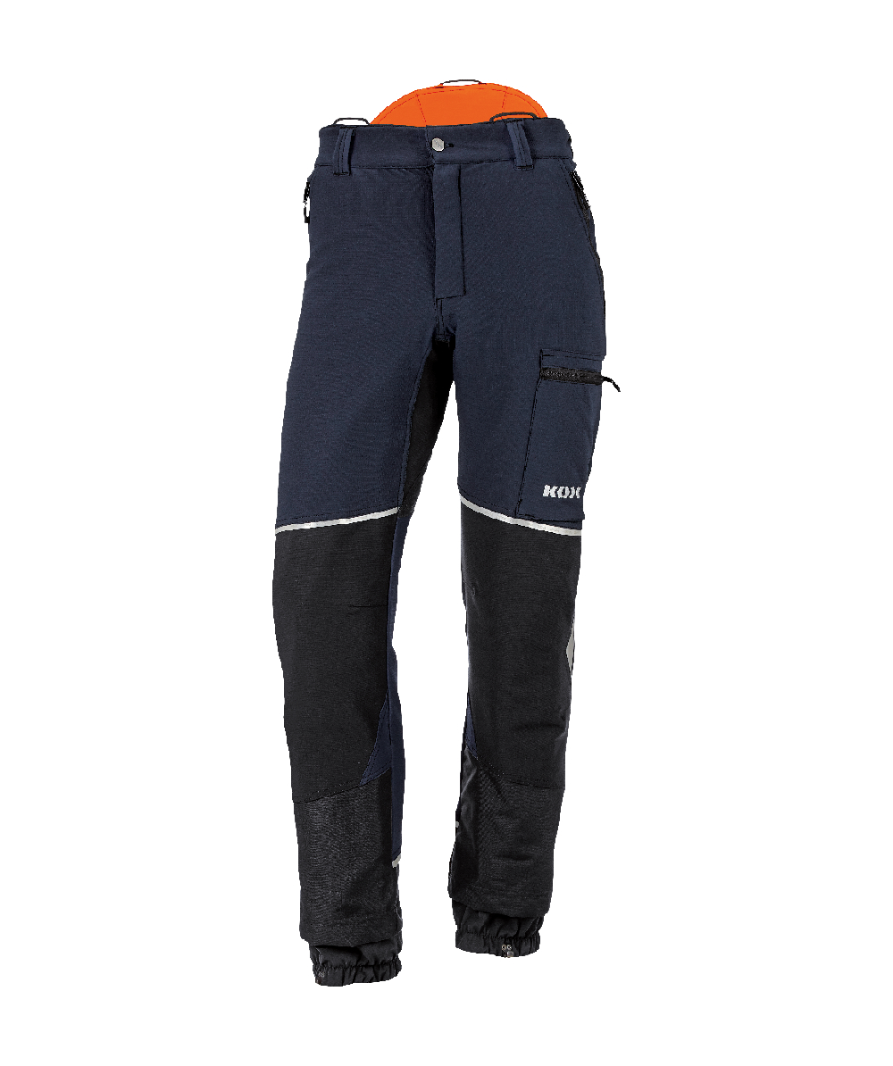 KOX snijbeschermingsbroek Stretch Elch 2.0, Donkerblauw/oranje, XX71222