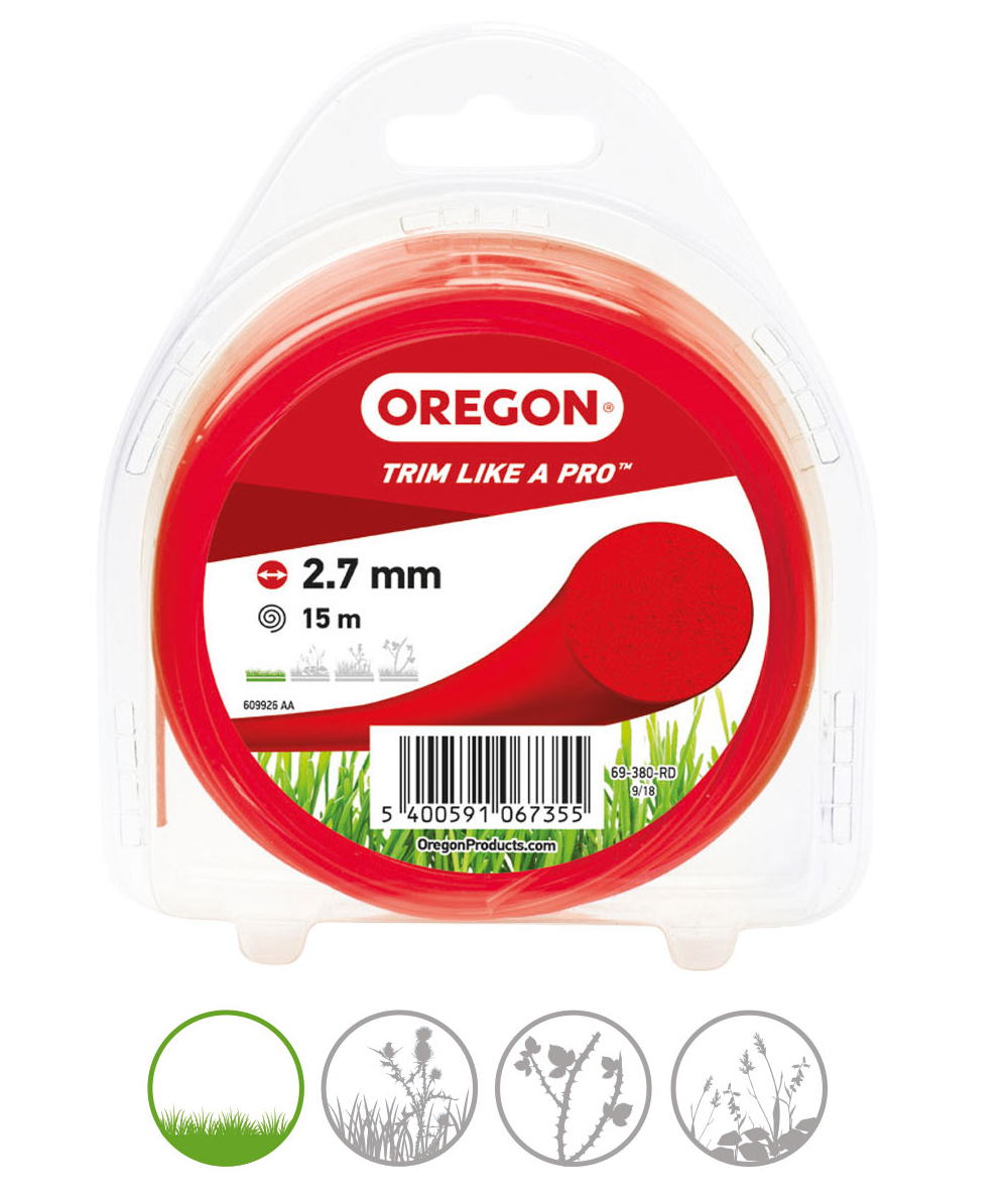 Oregon Coloured Line maaidraad, draaddikte 2,7 mm, Rood, draaddikte 2,7 mm, 69-380-RD-0
