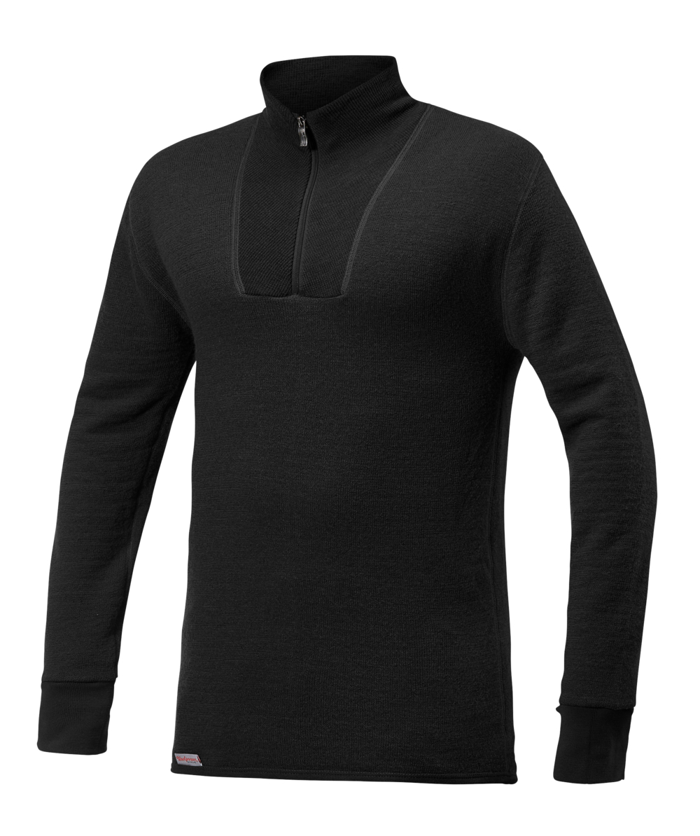 Woolpower Zip Turtleneck 200 hemd met col / shirt met lange mouwen van merinowol black, zwart, XXWP7222S